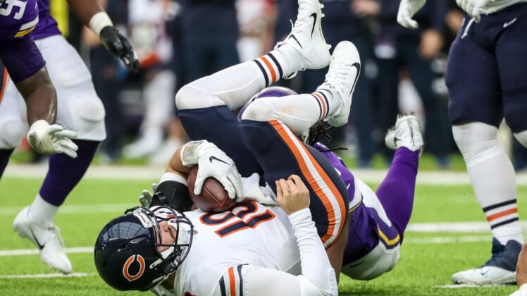 Chicago Bears QB Mitchell Trubisky sacked by the Vikings
