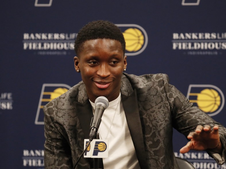 Pacers Victor Oladipo before a game against the Heat.