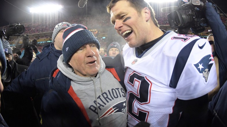 Tom Brady poses after AFC Championship Game against the Chiefs.