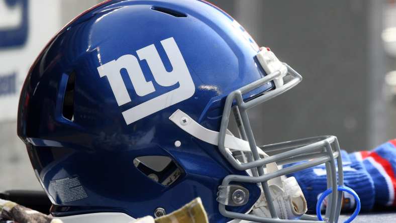 Giants helmet during NFL game against Bears