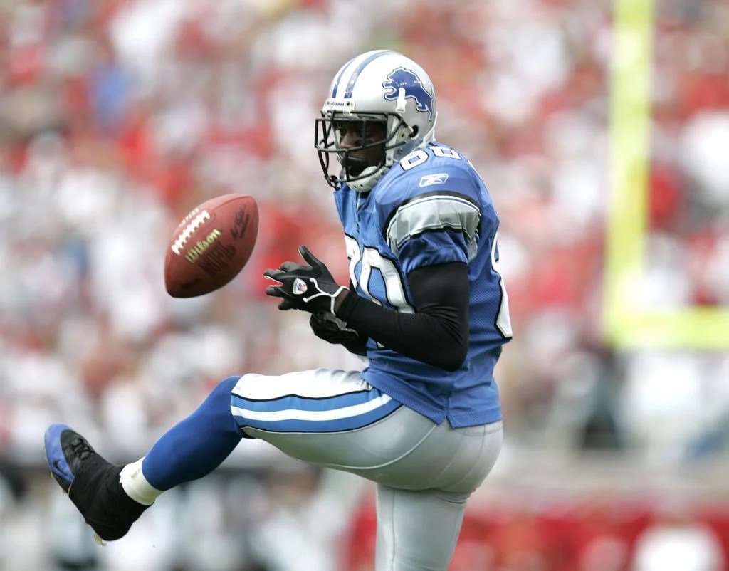 Detroit Lions wide receiver Charles Rogers drops a pass