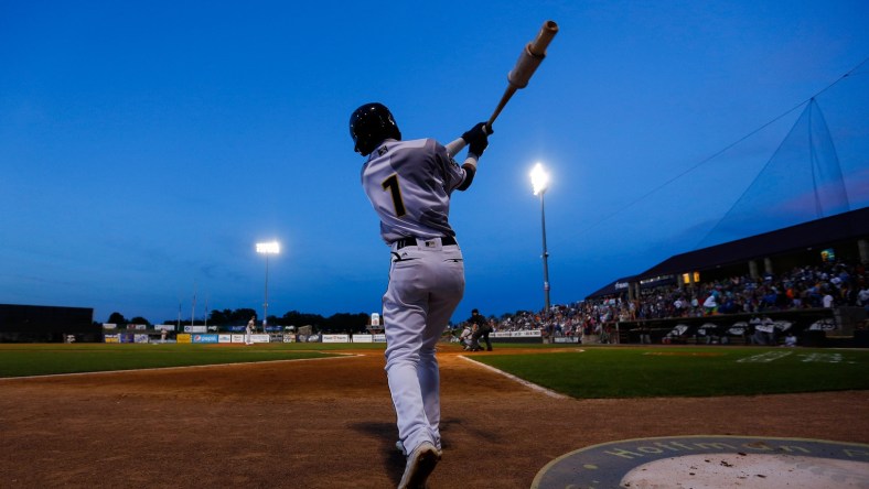 MiLB player swings bat