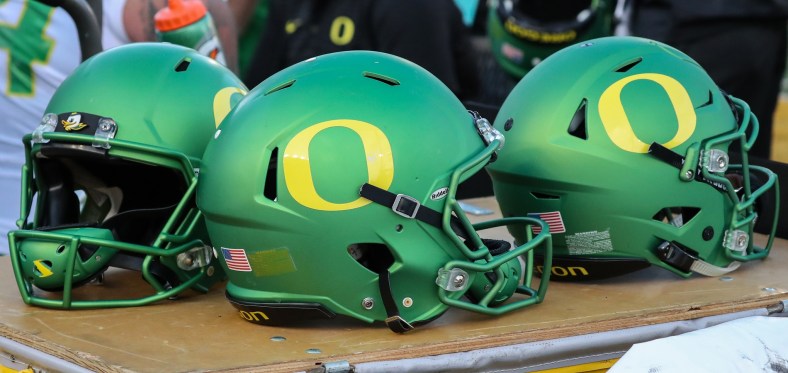 Oregon Ducks helmets