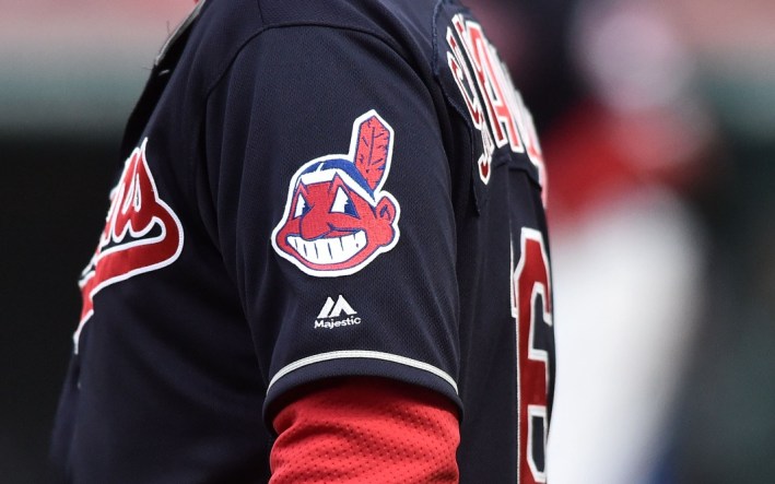 Cleveland Indians Logo during game against the Kansas City Royals