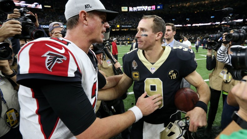 Matt Ryan and Drew Brees shake hands after game