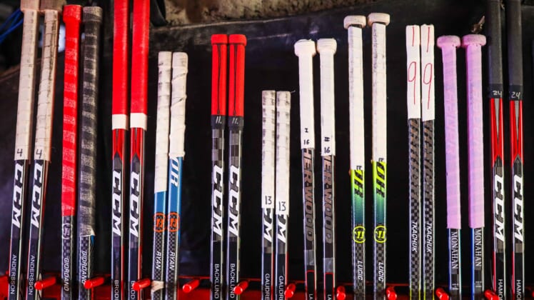 Calgary Flames hockey sticks