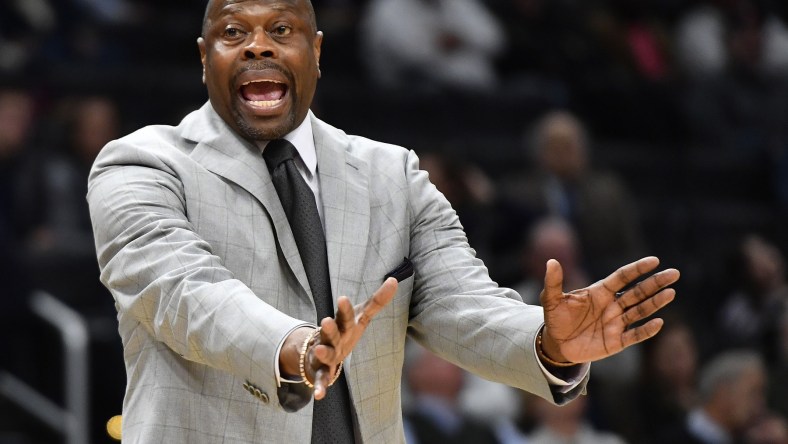 Patrick Ewing gestures during game