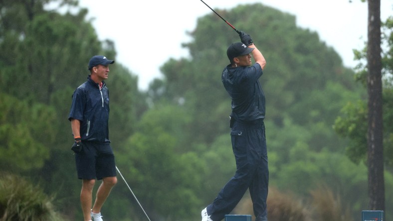 Tom Brady and Peyton Manning during The Match