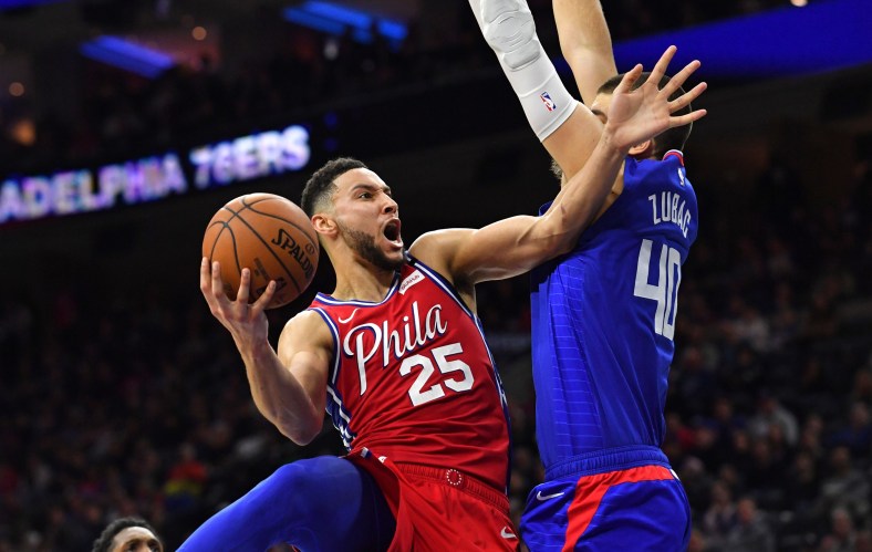 Sixers star Ben Simmons during NBA game against the Clippers