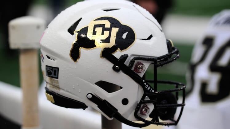 Colorado football helmet during 2019 college football game