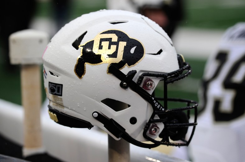 Colorado football helmet during 2019 college football game