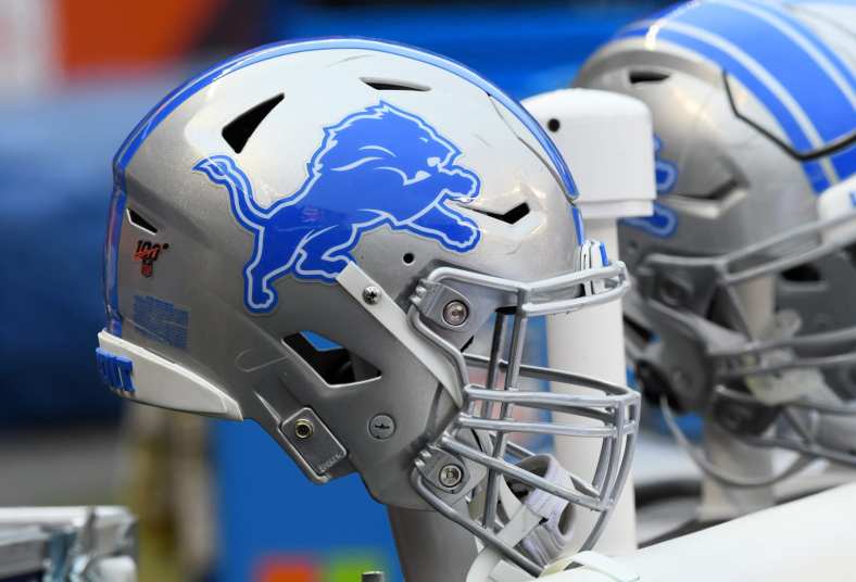 Detroit Lions helmet during game