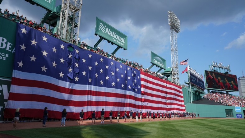 Fenway Park American Flag Green Monster