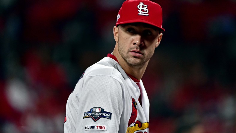 Cardinals pitcher Jack Flaherty reacts