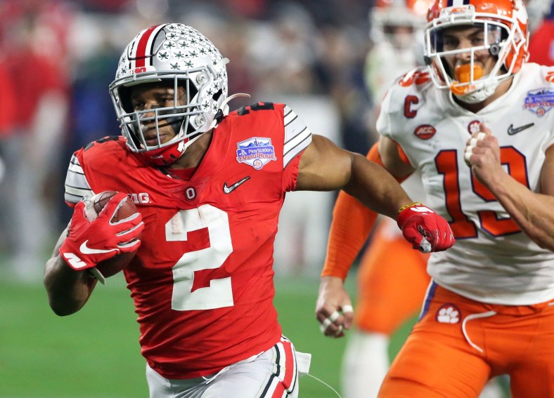 Ohio State RB J.K. Dobbins scores a TD against Clemson in the Fiesta Bowl