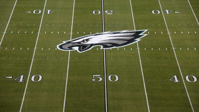 Philadelphia Eagles logo at midfield