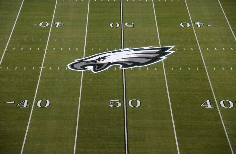 Philadelphia Eagles logo at midfield