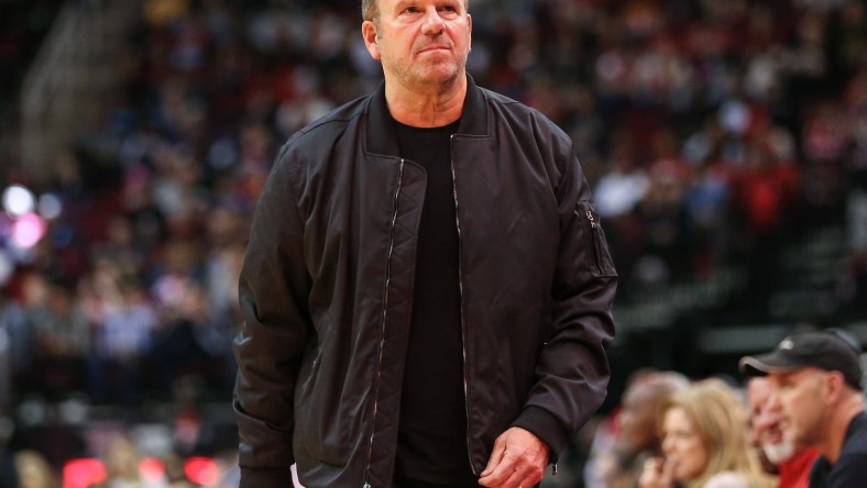 Rockets owner Tilman ertitta on the court during game against the Mavericks