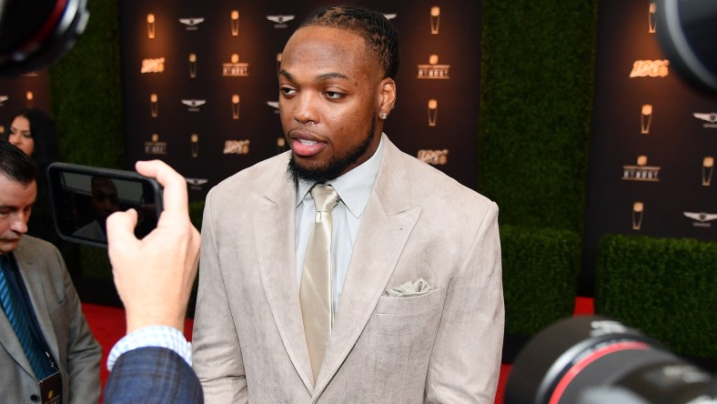 Tennessee Titans RB Derrick Henry speaks to the media at the NFL Honors Award show.