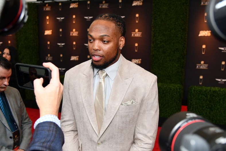 Tennessee Titans RB Derrick Henry speaks to the media at the NFL Honors Award show.