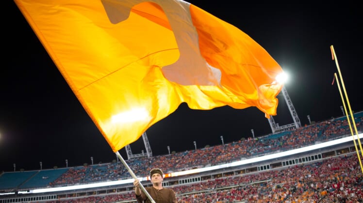 Tennessee Volunteers flag at football game