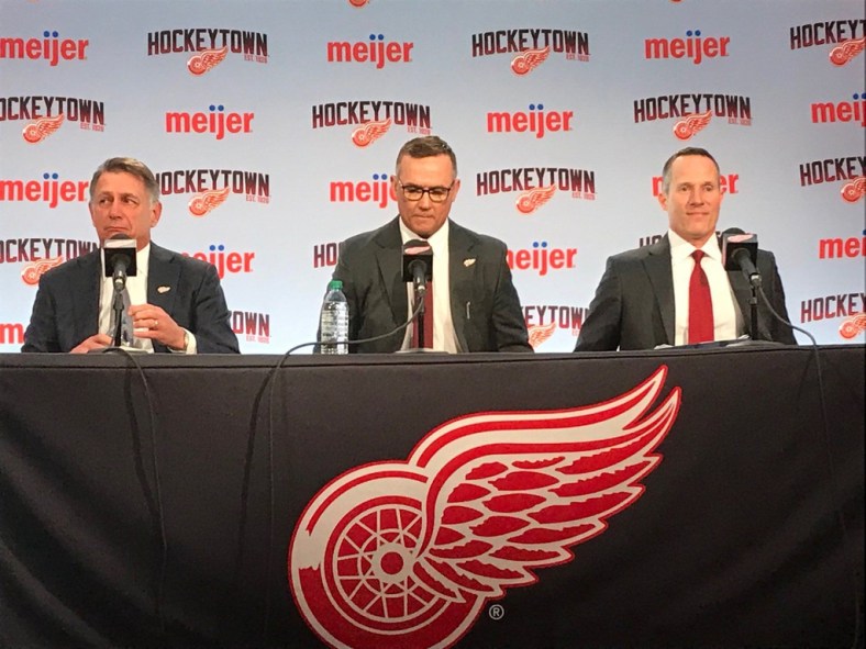 Red Wings GM Steve Yzerman at press conference
