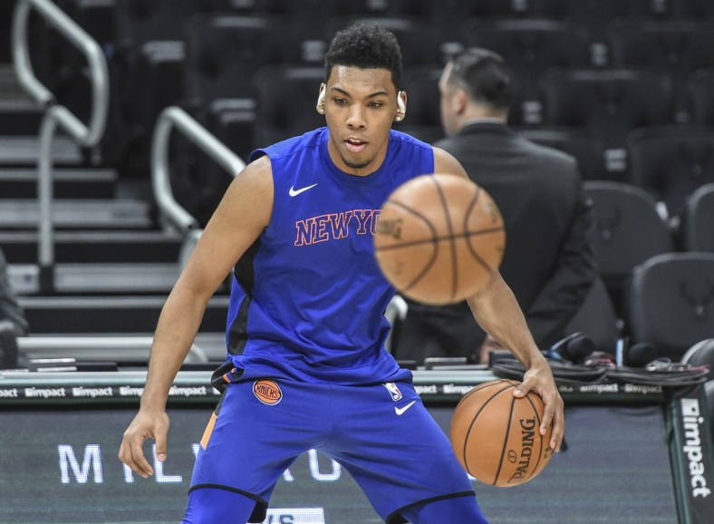 Knicks' Allonzo Trier before a game against the Hornets