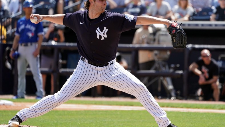 Yankees star Gerrit Cole pitches against the Blue Jays