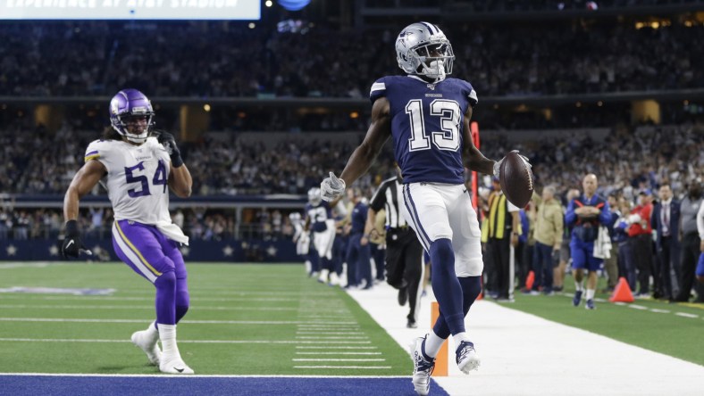 Dallas Cowboys receiver Michael Gallup scores a touchdown