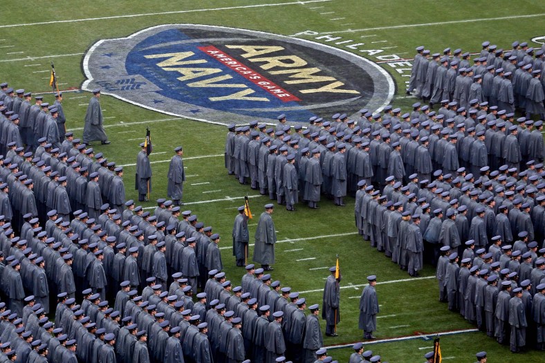 Army Black Knights march on field before Army Navy game