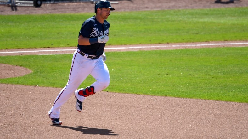 Atlanta Braves outfielder Austin Riley hits a home run