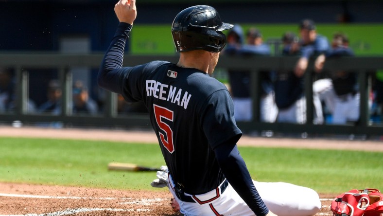 Atlanta Braves 1B Freddie Freeman slides