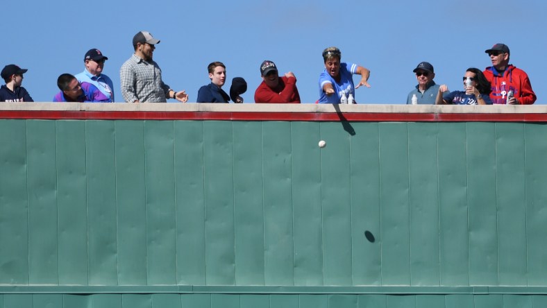 Boston Red Sox fans on Green Monster