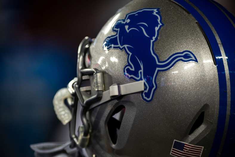 Detroit Lions helmet during NFL game against the Buccaneers