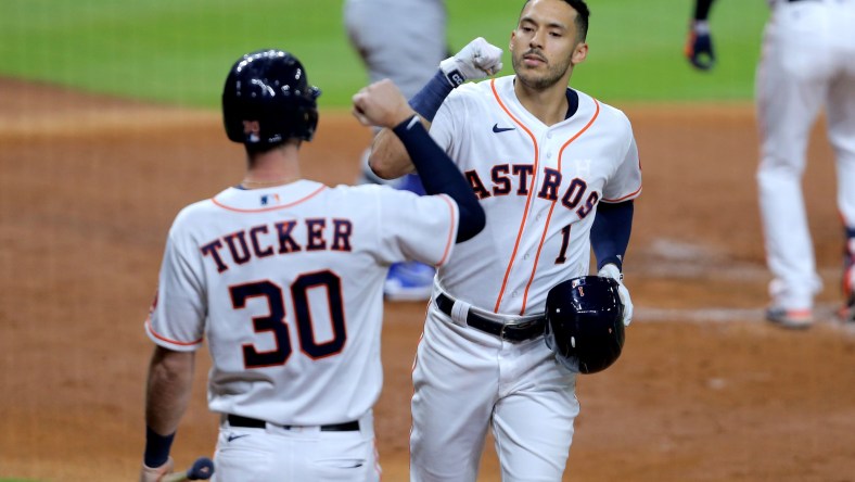 Houston Astros shortstop Carlos Correa and outfielder Kyle Tucker