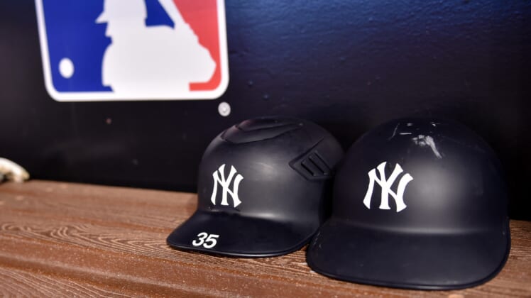 New York Yankees batting helmets