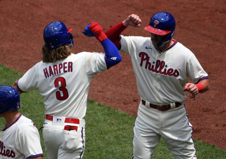 Philadelphia Phillies outfielder Bryce Harper and first baseman Rhys Hoskins