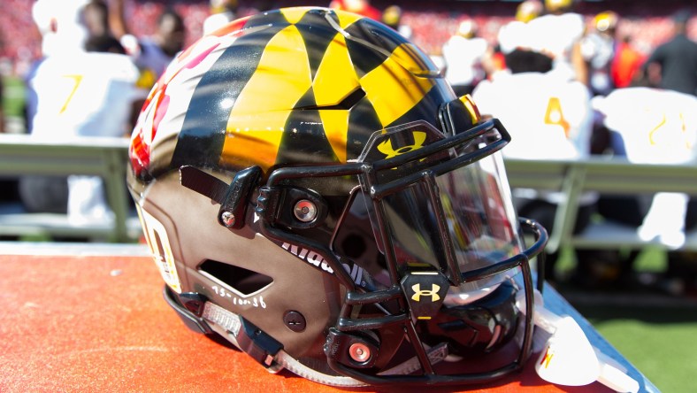 Maryland football helmet during game against Wisconsin