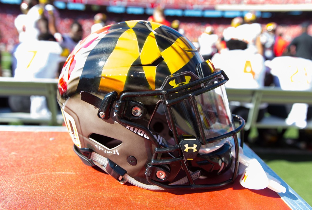 Maryland football helmet during game against Wisconsin