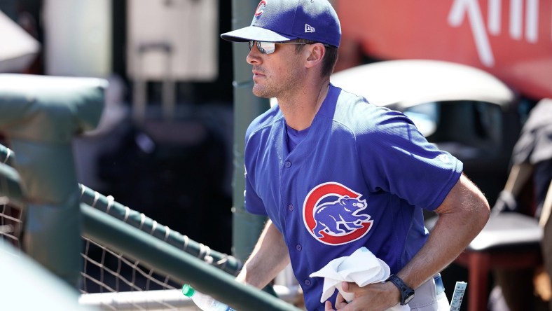 Chicago Cubs pitching coach Tommy Hottovy during a game against the Giants.