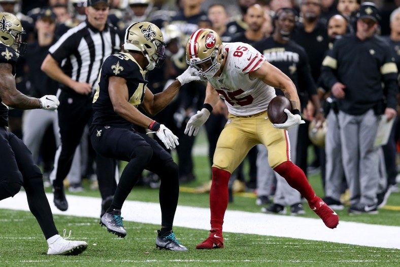 49ers tight end George Kittle against the Saints