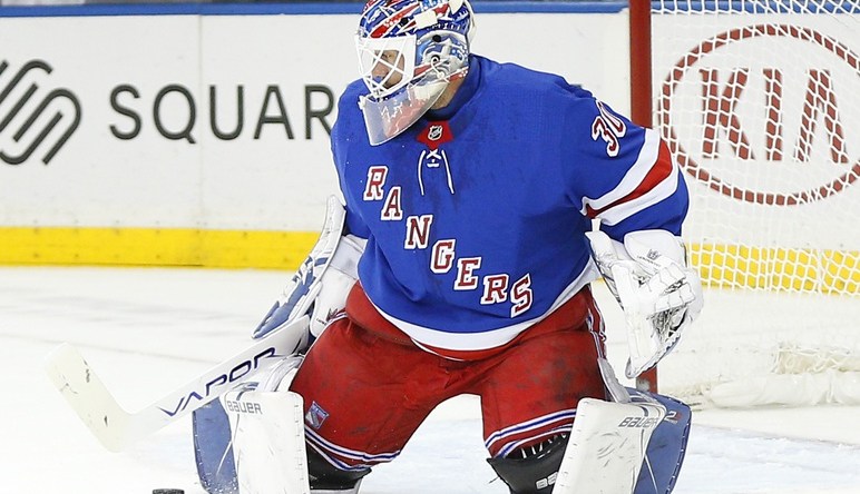 Rangers goalie Henrik Lundqvist in a game against the Dallas Stars.