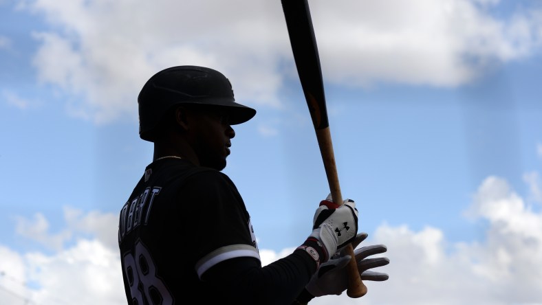 White Sox prospect Luis Robert during Spring Training game against Padres.