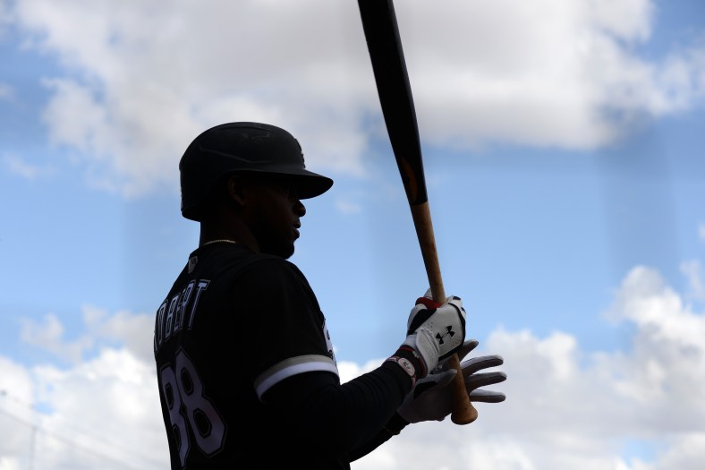 White Sox prospect Luis Robert during Spring Training game against Padres.