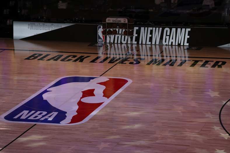 NBA logo in Orlando before Lakers and Clippers game