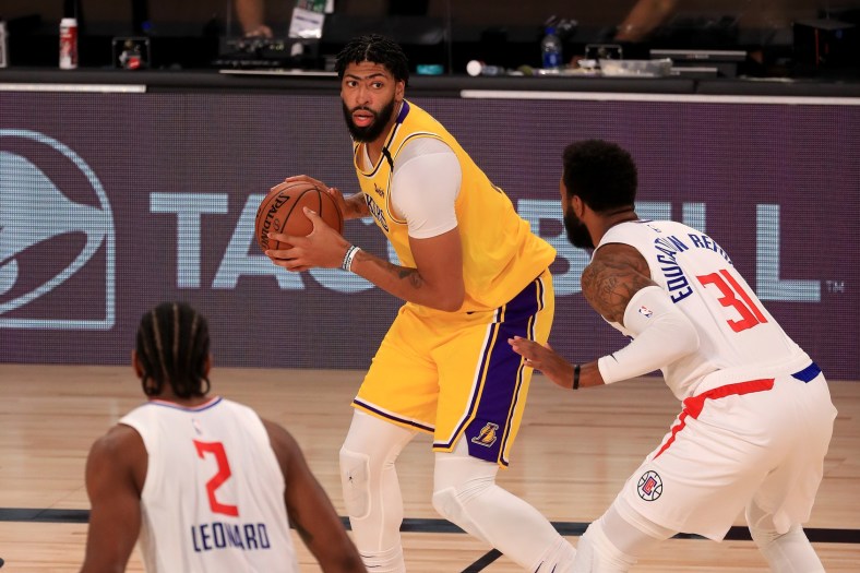 Lakers Anthony Davis against Clippers during NBA restart in Orlando.