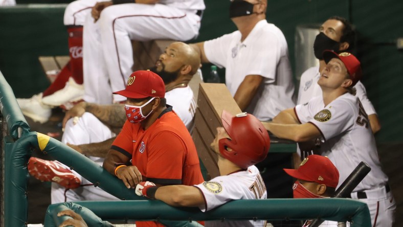 Washington Nationals players in the dugout