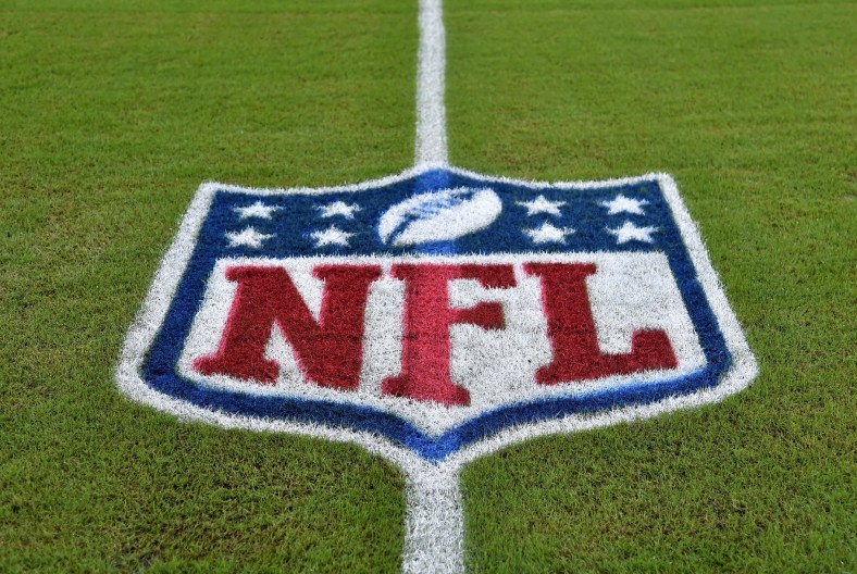 NFL logo at midfield during NFL season