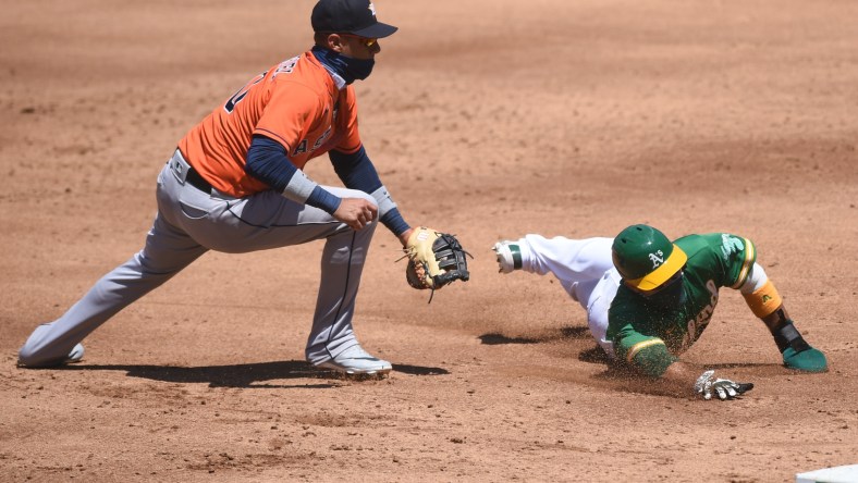 Oakland Athletics outfielder Ramon Laureano against the Houston Astros