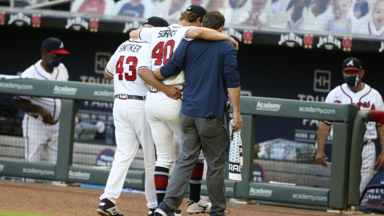 Atlanta Braves pitcher Mike Soroka exits with Achilles injury